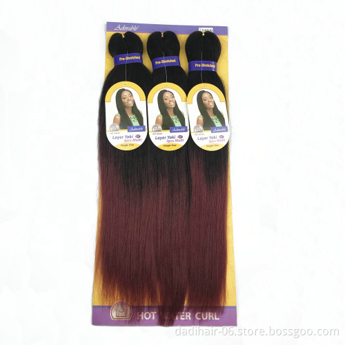 pre-streched braiding Flame Retardant fiber,hot water set braids,curl,locs,yaki wave synthetic hair weave EZ braids two tone